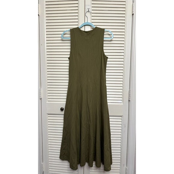 Nordstrom Topstitch Detail Sleeveless Linen Blend Maxi Dress Olive - SZ M - Picture 6 of 6